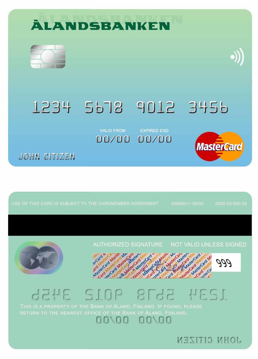 Finland Bank of Aland mastercard